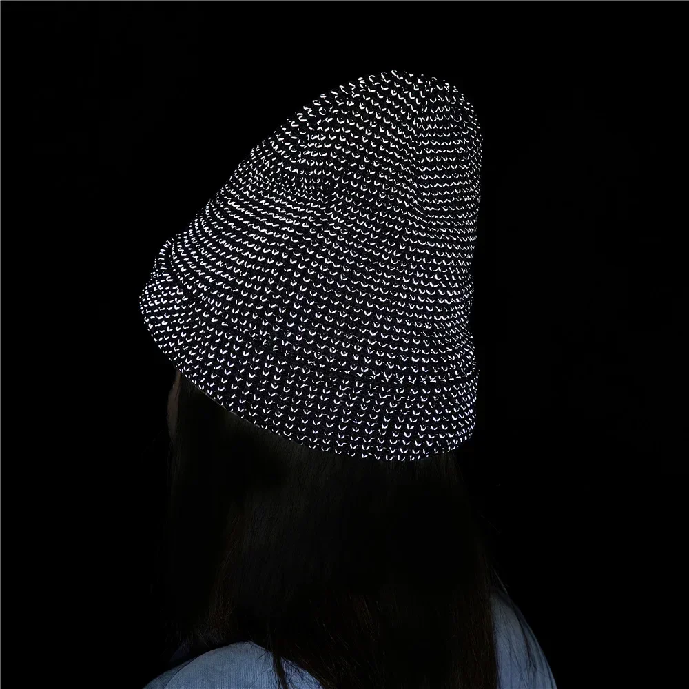 

TOHUIYAN Reflective Knitted Hats for Women Fall Winter Skullies Beanies Fashion Ladies Bonnet Warm Caps Branded Gorros Men Hat