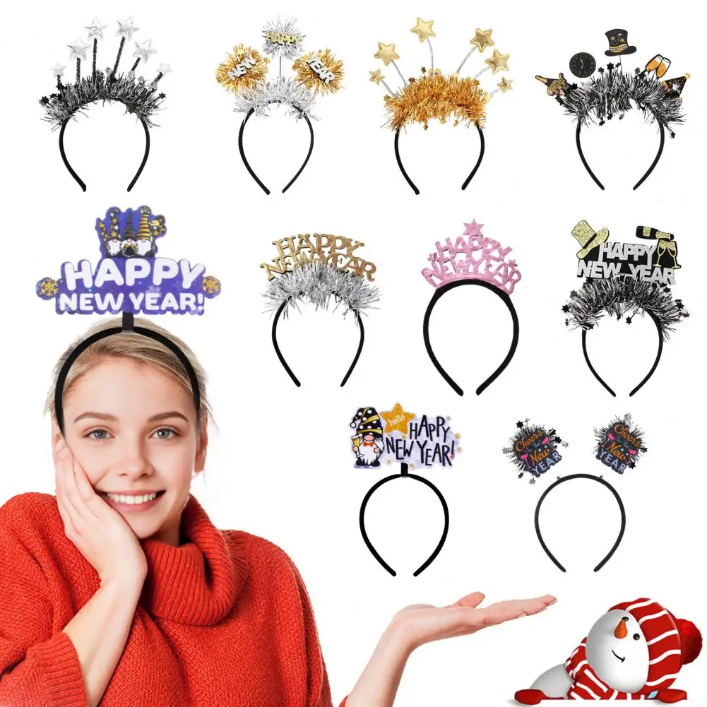 

Elastic Hair Hoop Men Women New Year Theme Headband HAPPY NEW YEAR Decoration Versatile Hair Accessory