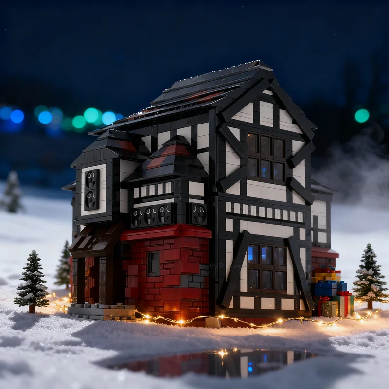 

2887 деталей MOC: Средневековый дом Фахверк, модель для сборки, строительные блоки, архитектурные игрушки, рождественские подарки, развивающая идея для детей
