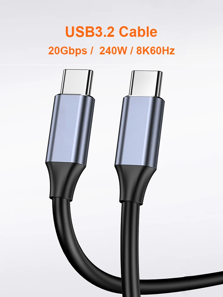 USB3.2 Kabel Gen2 USB Typ C Voll Funktionsfähig 20Gbps Übertragungsgeschwindigkeit Datenkabel 3m 2m 1m Kurz 8K 60Hz 240W Schnellladekabel – Detail 4