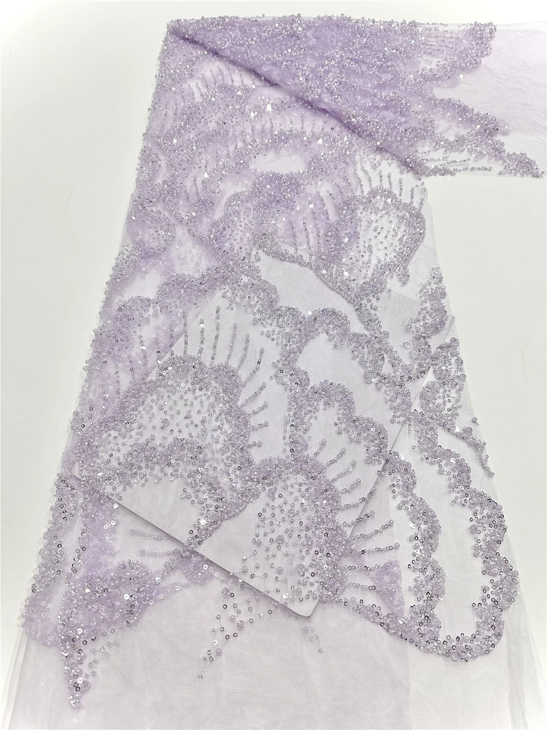 High-quality African Pearl Nigerian Elegant Embroidered Fabric French Tulle Lace Fabric With Sequins For Party Wedding SHIT