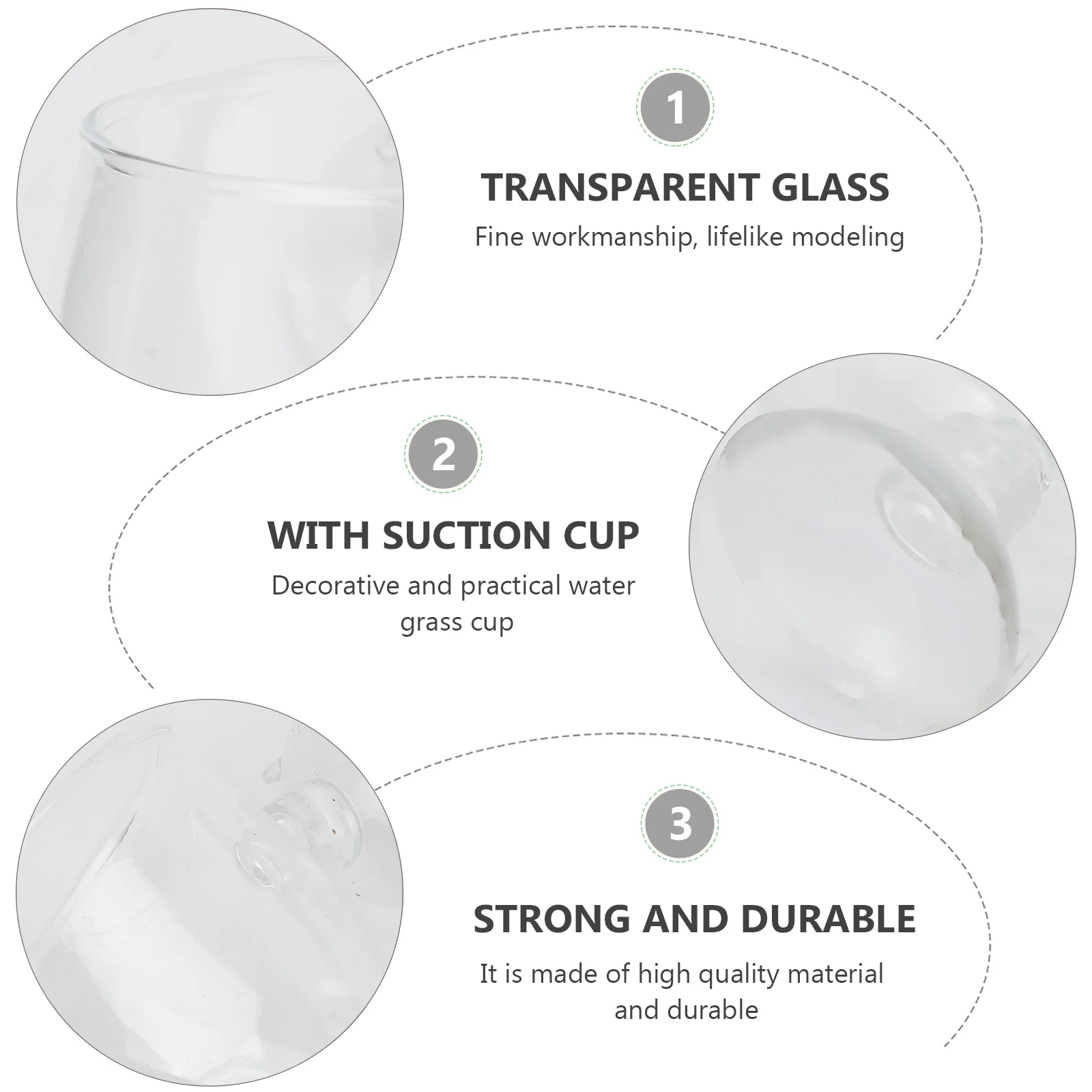 

3Pcs Clear Glass Water Grass Planting Cup Cultivate Container for Aquarium Fish Tank Decorative Landscape Basin Use