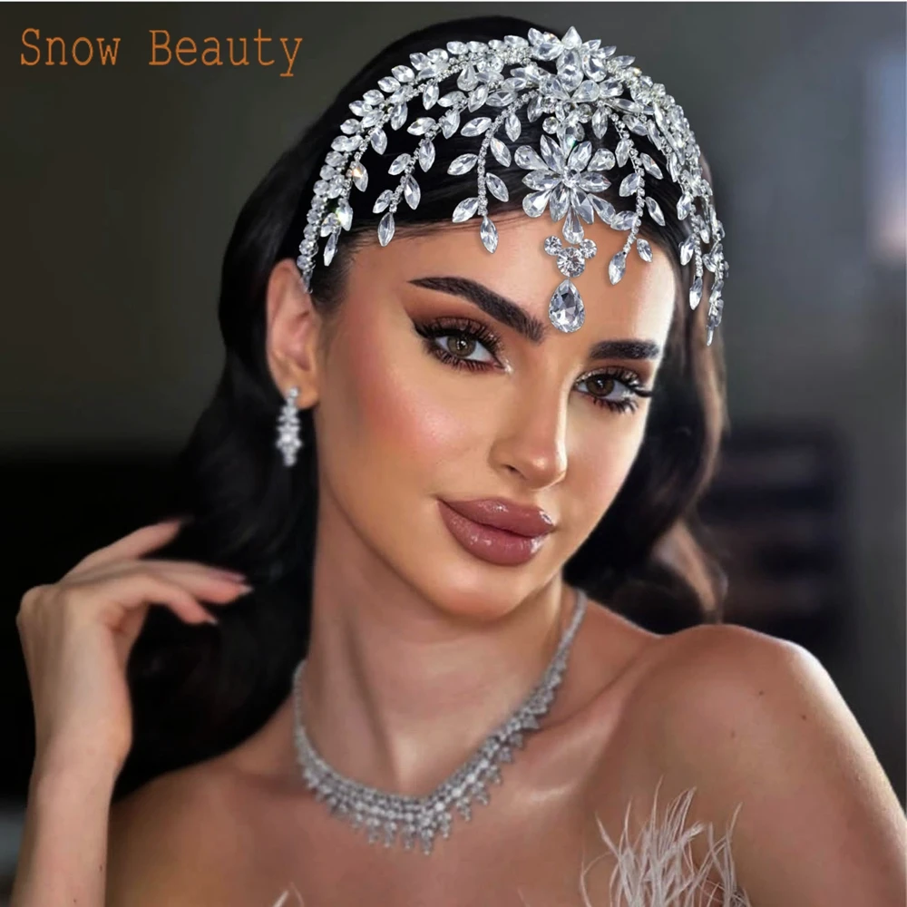 DZ009 Lxurious Bridal Headpiece Rhinestone Flowers Headband Vintage Prom Headdress Jewelry Wedding Hair Accessories for Women