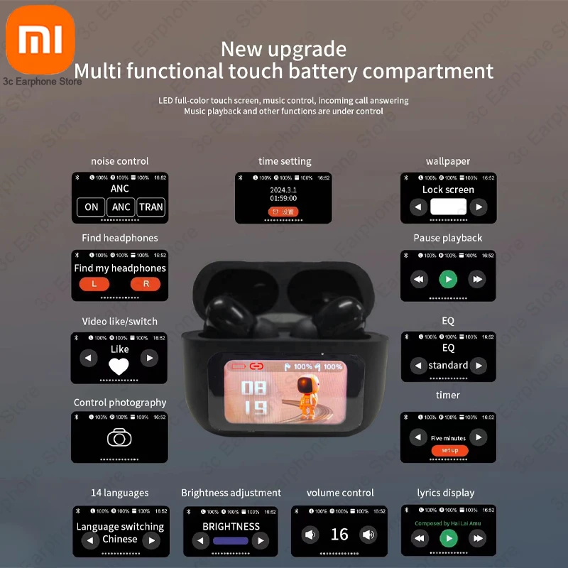 Xiaomi-Écouteurs Bluetooth sans fil avec micro, écouteurs ANC, écouteurs de sport, suppression du bruit, écran LED, Android, iOS, Tour Pro 6