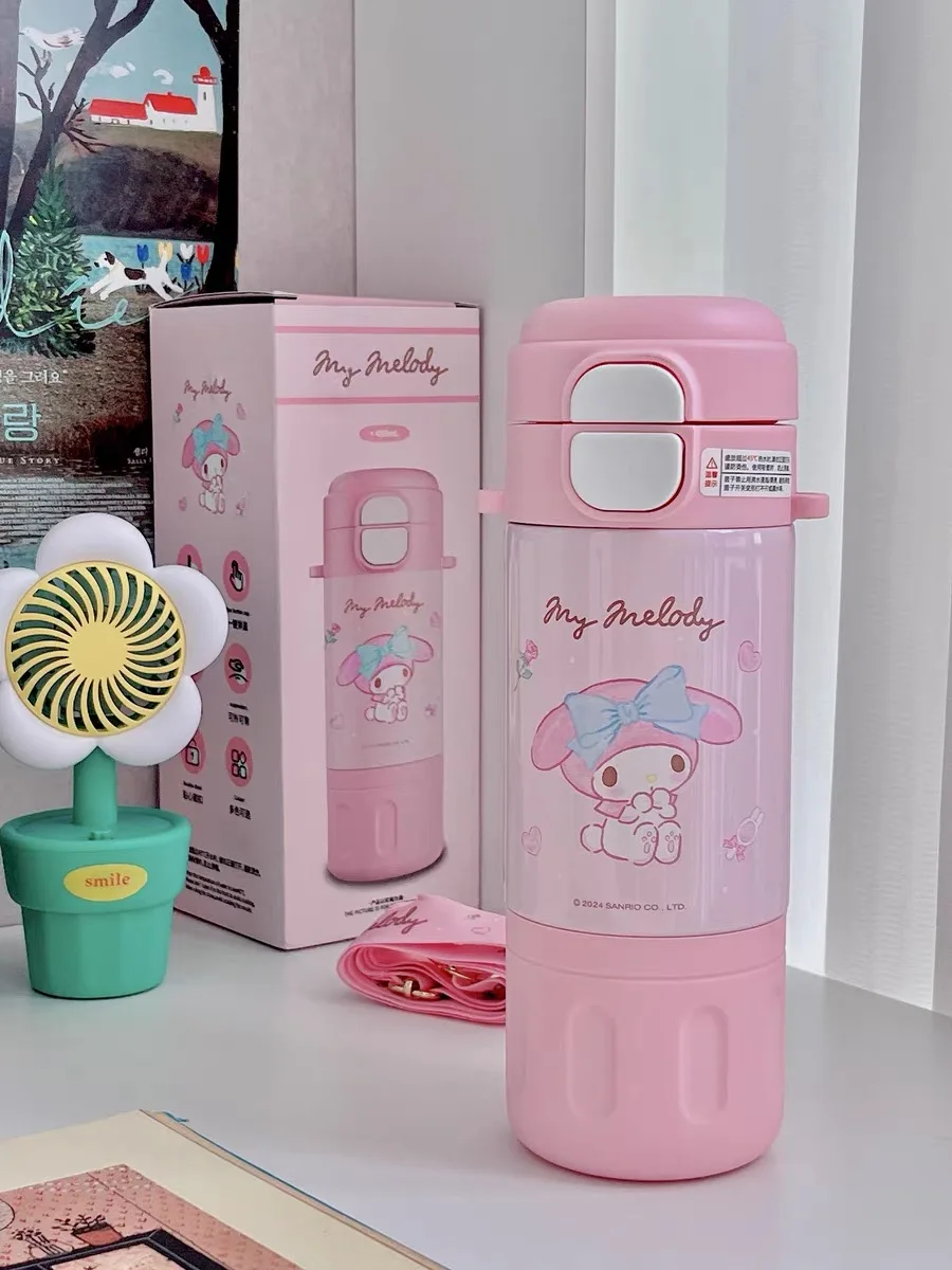 Cartoon Kettle Large Capacity Double Drink Cartoon Cup Sanrio Authorized Thermos Cup Disney Cup Straw Cup Water Bottle Gift