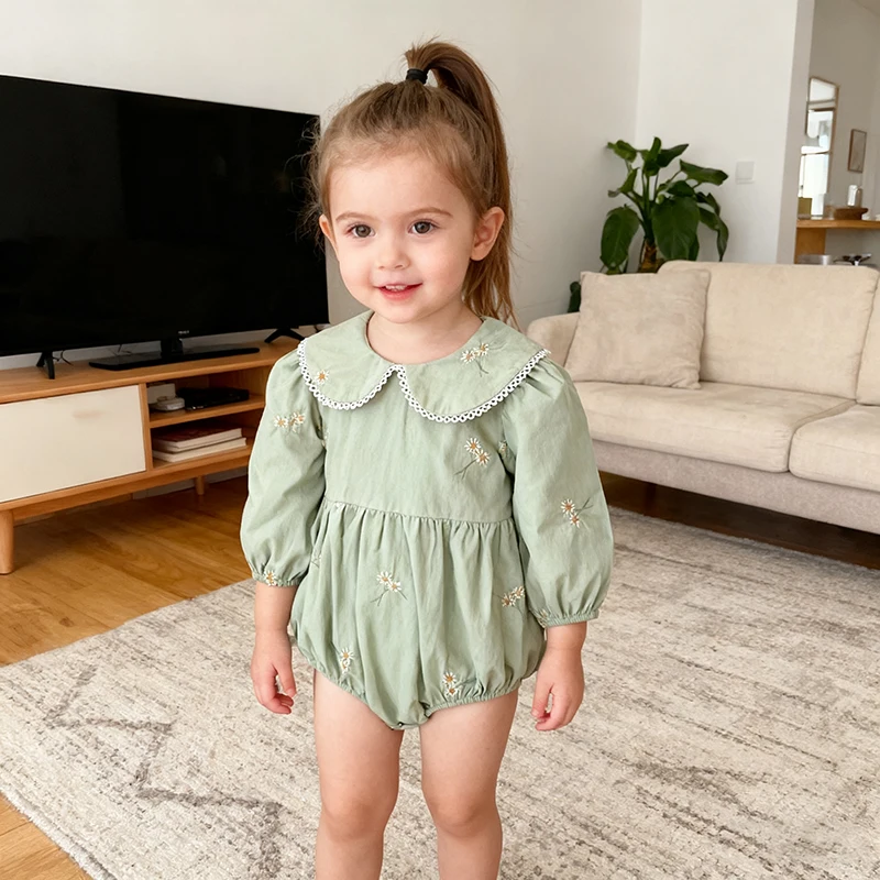 

2025 New Autumn Korean Style Baby Girl Romper Embroidered Printed Cotton Newborn Rompers Baby Onepiece Sweet Baby Girl Clothing