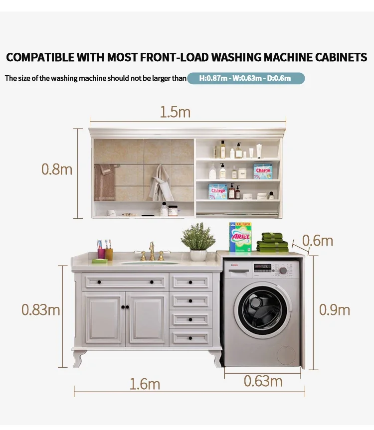 Marble Bathroom Cabinet Washing Machine Cabinet Integrated Modern Luxury Balcony Washing Machine Companion Home Furniture