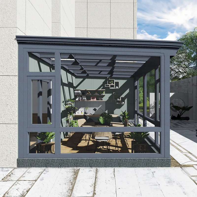 تخصيص هيكل المنزل الزجاجي والألمنيوم ذو السقف المسطح لفناء الحديقة وغرفة الاستخدام الخارجية في غرفة الشمس #1