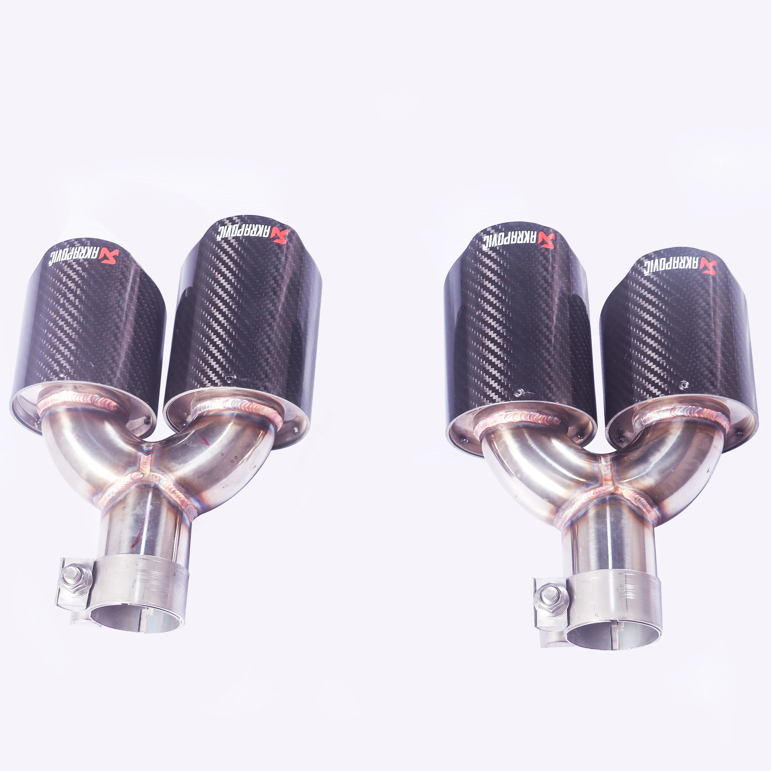 For OEM General Vehicle Exhaust Tip, 304 Stainless Steel Y Type Four Out Carbon Fiber Liner, General Purpose Trim Liner