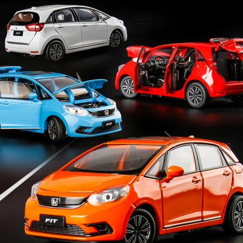 1:32 Honda FIT Alloy Car Diecast Miniature Sound and Light Pull Back Car Modle Collection Toy Boys Birthday Gift