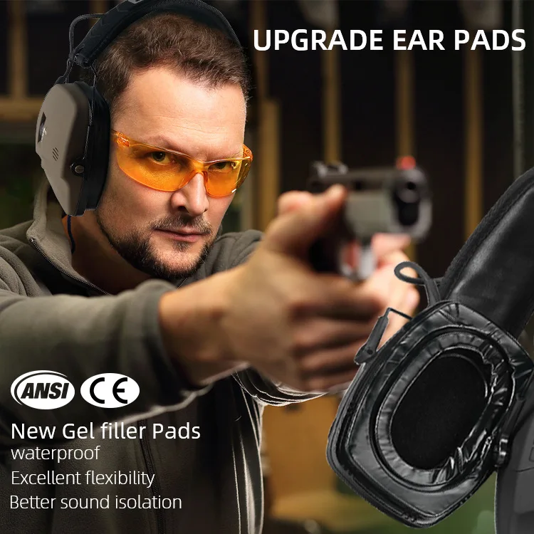 

Professional grade silicone ear pads pickup noise reduction sound insulation protective earmuffs shooting tactical headphones