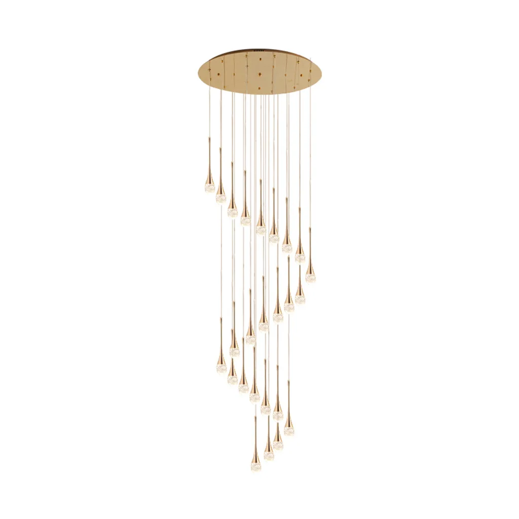 Modern minimalist stair chandelier creative soft light duplex chandelier restaurant villa rotating staircase long chandelier