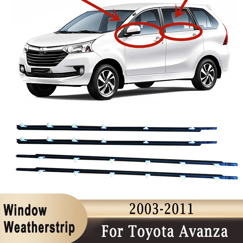 

4Pcs Window Weatherstrips Side Door Moulding Rubber Trim Seal Belts For Toyota Avanza 2003 - 2011 Window Glass Moulding