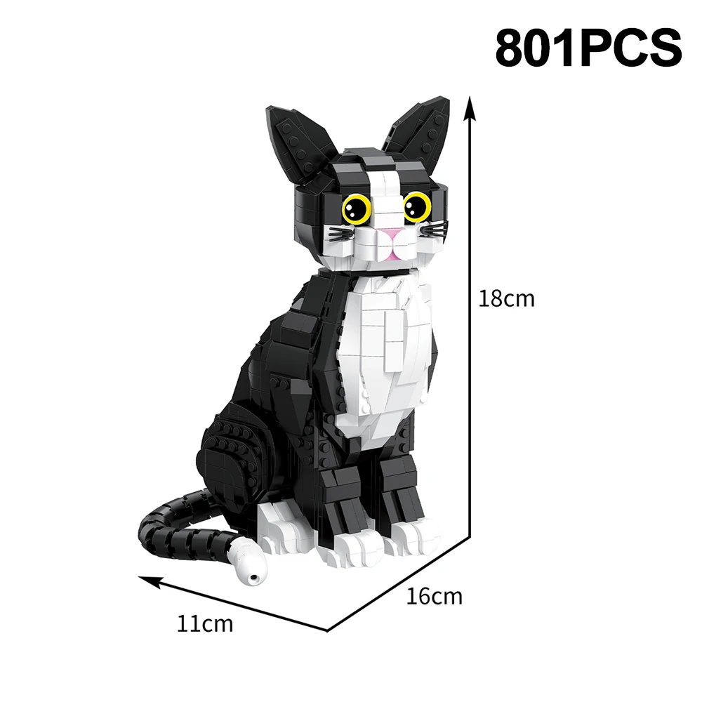 801-delige smoking kattenbouwpakket Micro-cartoonmodel voor stressverlichting Focus en ontspanning Een doordacht cadeau voor kattenliefhebbers
