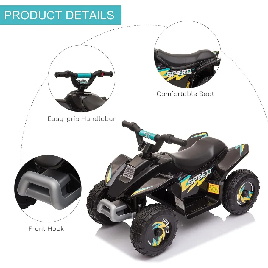 6V Kids ATV 4-Wheeler Ride on Car, Electric Motorized Quad Battery Powered Vehicle with Forward/Reverse Switch for 18-36 Months