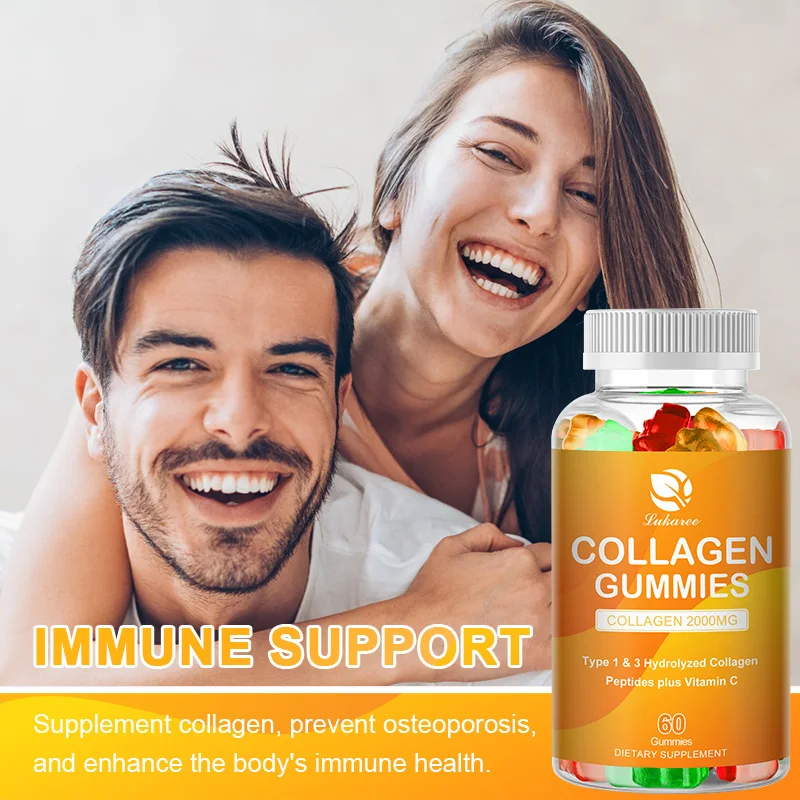 Collagen Gummies with Biotin,Vitamin C & E Hair Growth Skin Beauty Health Increase Skin Elasticity Strengthen Nails & Hair Roots