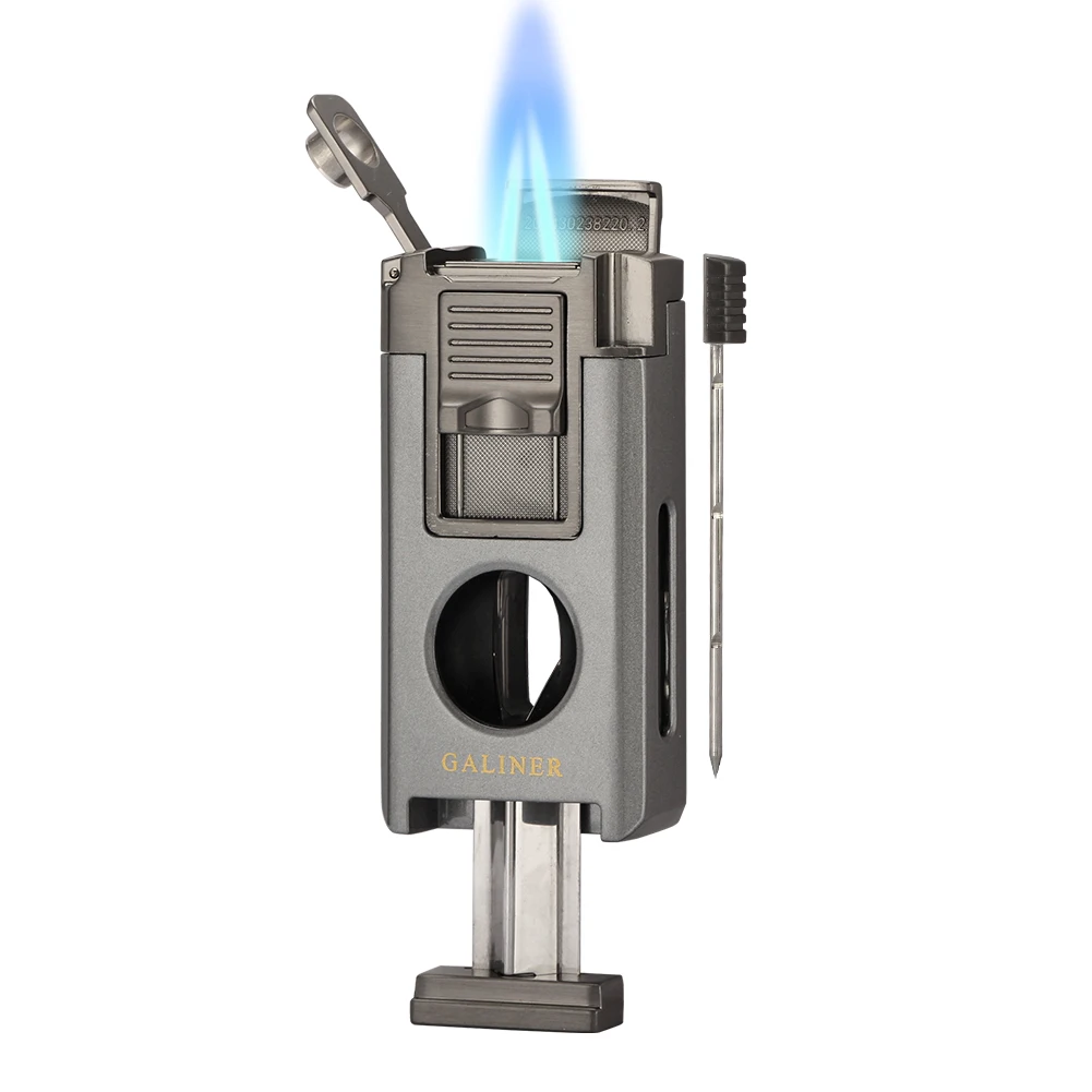 

GALINER металлическая зажигалка для сигар с резаком, портативная многоразовая бутановая газовая зажигалка, резак для сигар