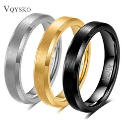 4/6/8mm Tungsten Steel Brushed Ring Stainless Steel Couple Versatile fashion Ring for Women Men Wedding Party Gift Jewelry