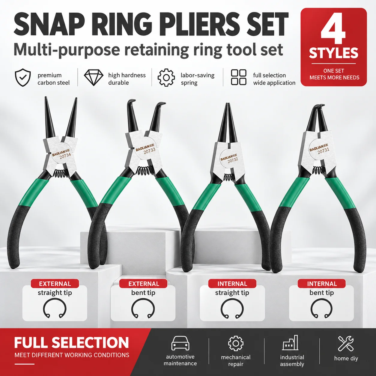 5-inch Circlip With Non-slip Pliers for Rings Internal&external Handle Hair Hoses Gasket-battery Operated Removal Design Press