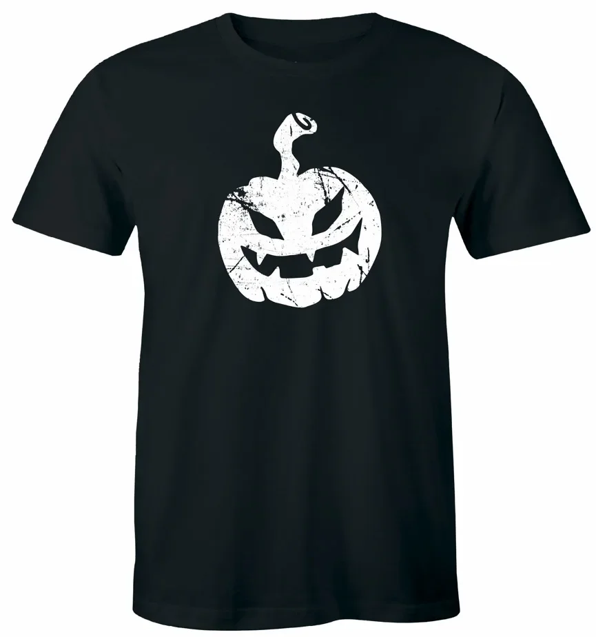 Halloween Pumpkin T-Shirt Spooky Smile Pumpkin Face Trick or Treat Unisex Tee High Quality 100%Cotton Short Sleeve