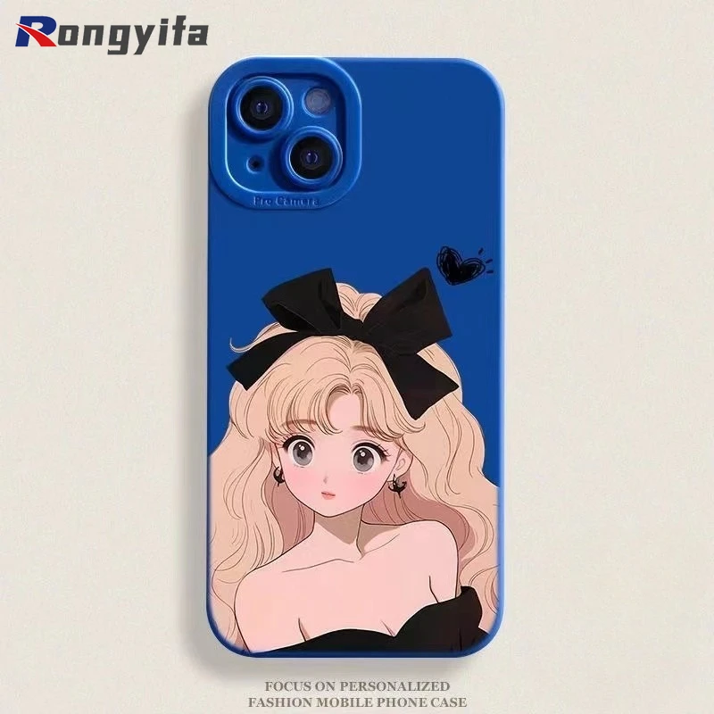 For OPPO A57 A77S A58 A78 A17K A16K A96 A36 A76 A95 A93 F19 Pro Plus Phone Case Silicone Lovely Yellow Hair Cartoon Girl Cover