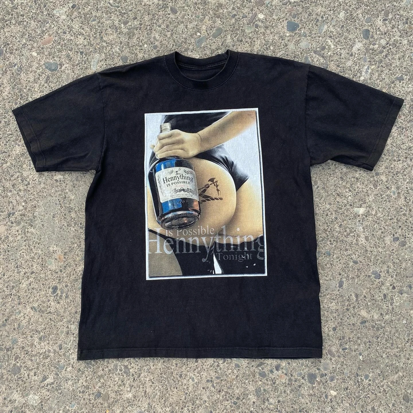 Hennything Is Possible Funny Henny Bottle Meme Hip Hop Graphic Tee Cotton Mens Womens T-Shirt Summer Streetwear