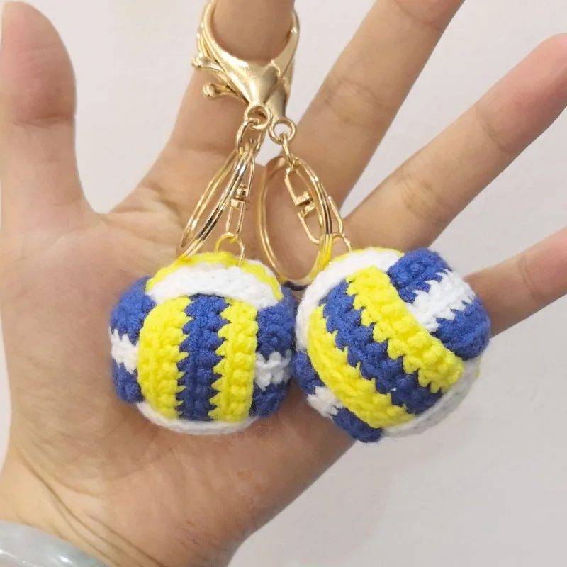 Cute Volleyball Crochet Keychain Funny volleyball Doll Keyrings Handmaking Knitting Animal Car Keys Keychains Kawaii Knitted