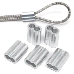 10-50Pcs Aluminum Cable Stopper Crimp Rope Sleeve Wire Crimp Sleeve Fixing Clip 8-Shape Wire Ferrules Cord Lock