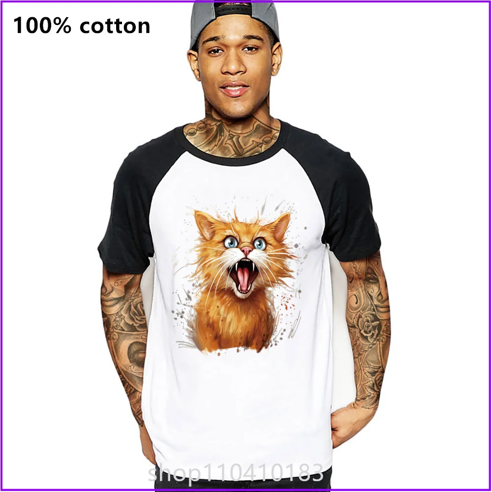 Cute Funny Cat Animal Cartoon Face T Shirts For Men'S Women Tshirt T-Shirt Fahion Cotton Long Sleeve Compression Tee Logo Blank