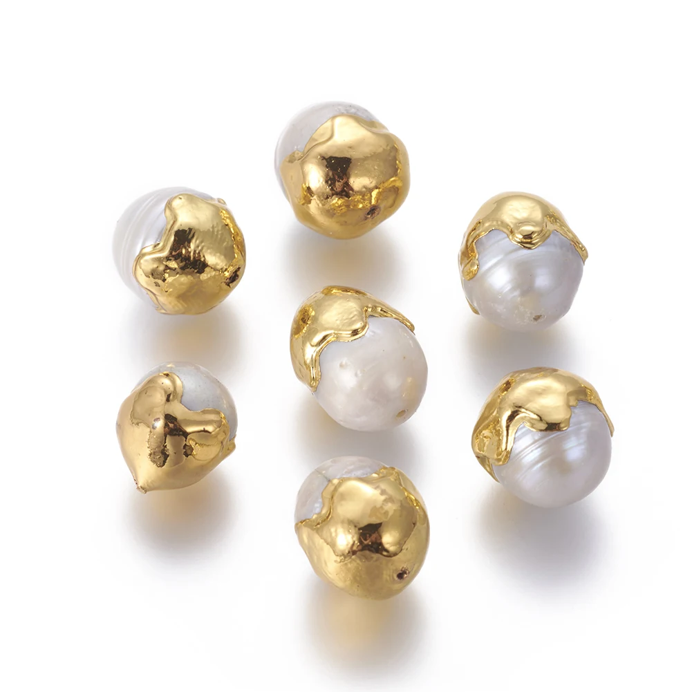 

10 pcs Natural Cultured Freshwater Pearl Bead With Brass Findings Oval Shape 11.5~14x12~17mm For Earring Necklace Jewelry Making