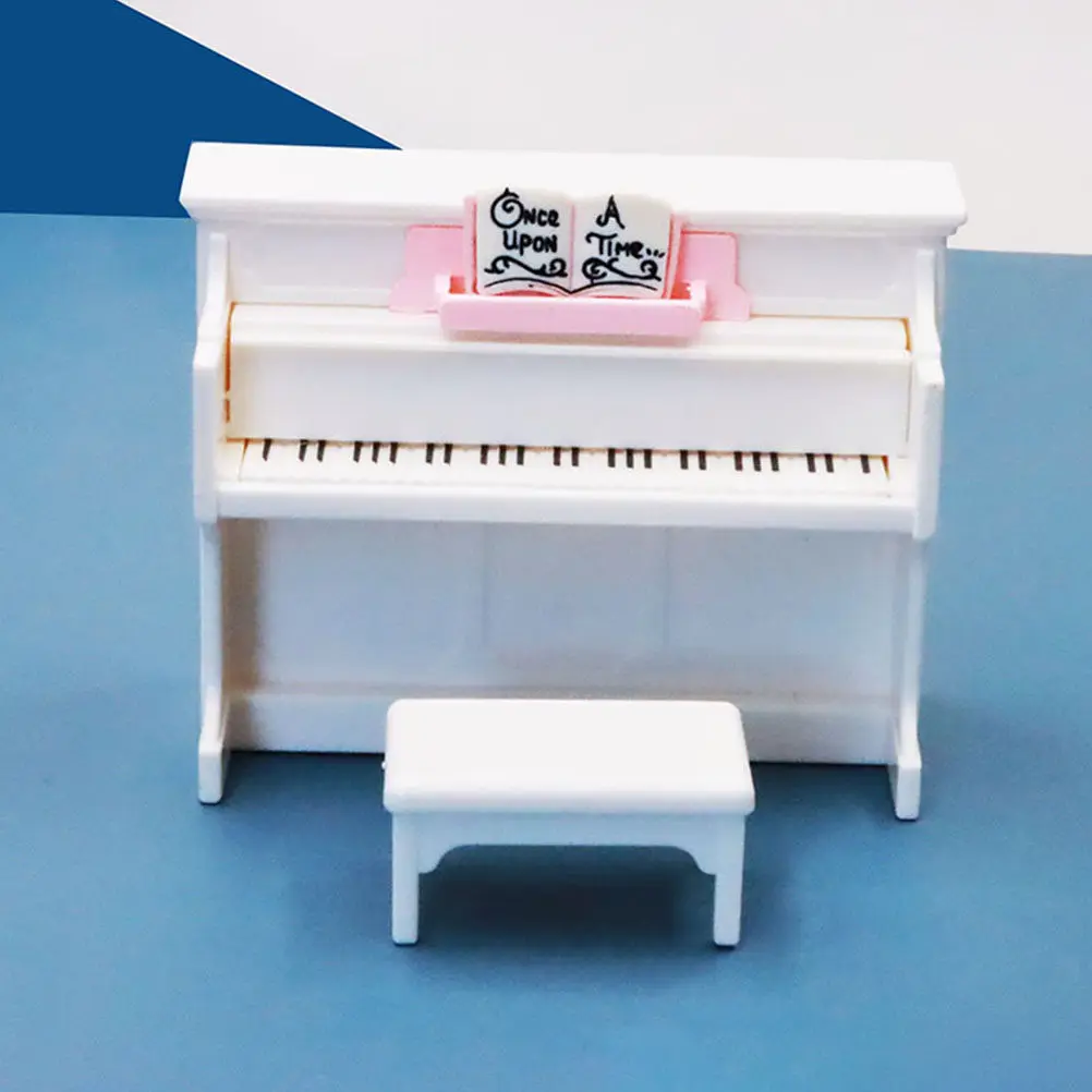 1Set Miniature Piano with Stool High-Quality Safe Decor for Mini House Scene Creative Micro Landscape Decoration Photo Prop Kids