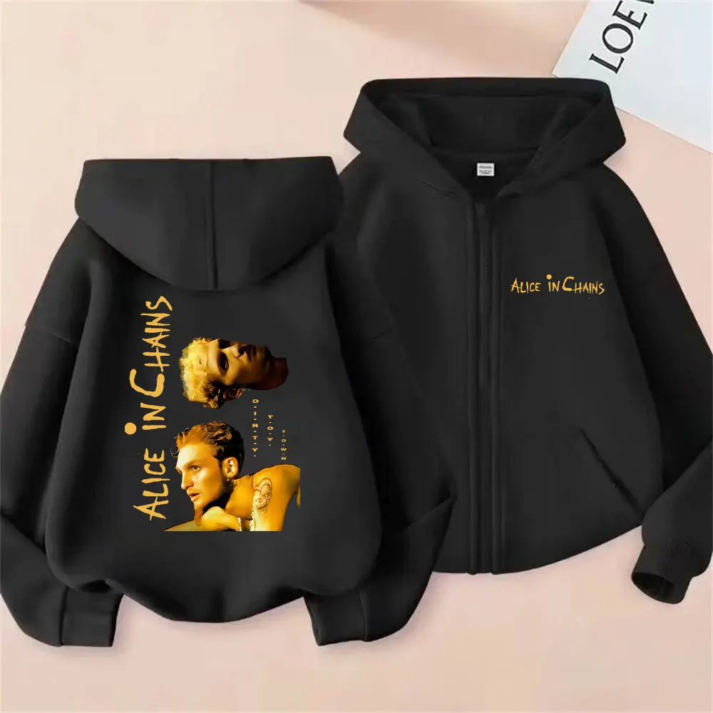 

Rock Band Alice in Chains Face Zipper Hoodie Men Women Retro Gothic Punk Zip Up Jacket Coat Unisex Fashion Oversized Streetwear