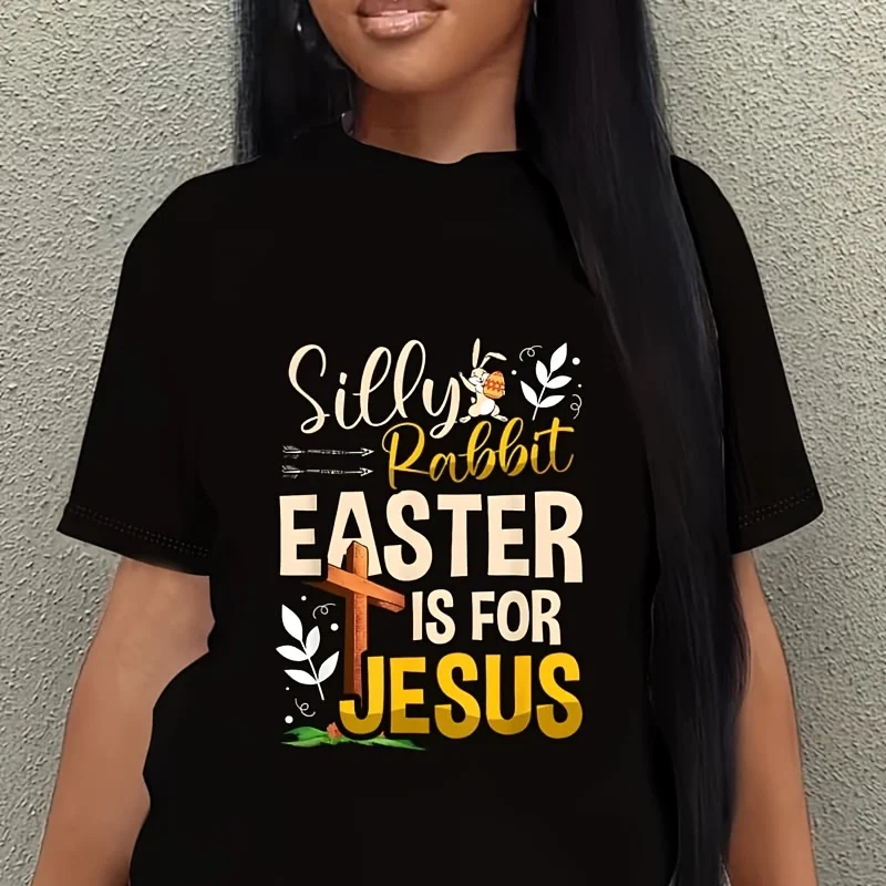 Silly Rabbit Easter Is for Jesus for a Easter Fan Women's Plus Size T-Shirt 100% Cotton 220g