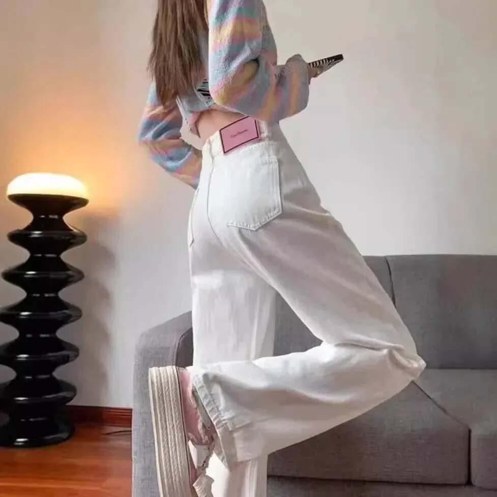 

Light Wash High Waist Wide Leg Jeans Women's Autumn New Style SlimmingFloor-Length Tapered Pants Straight Denim