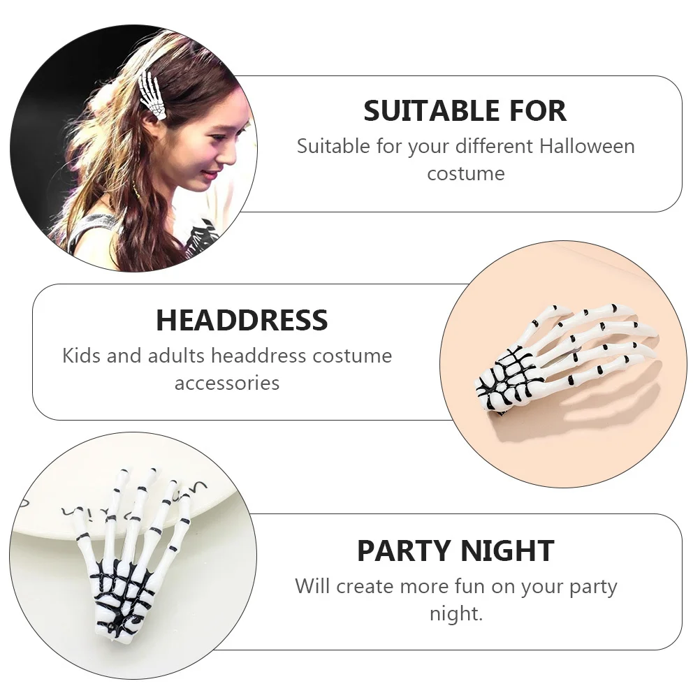 

4Pcs Plastic Hand Barrette Halloween Hair Clip for Adults Party Night Out Compliment Clip