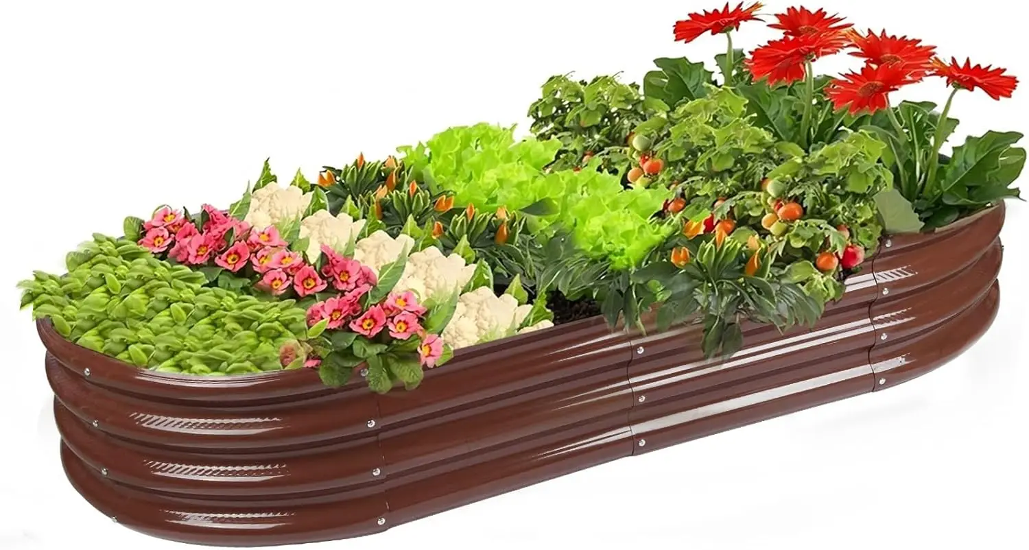 

Овальный оцинкованный металлический гряд-клумба 6,5 футов для овощей, цветов и трав, устойчивый к гниению, из переработанных материалов, для улицы