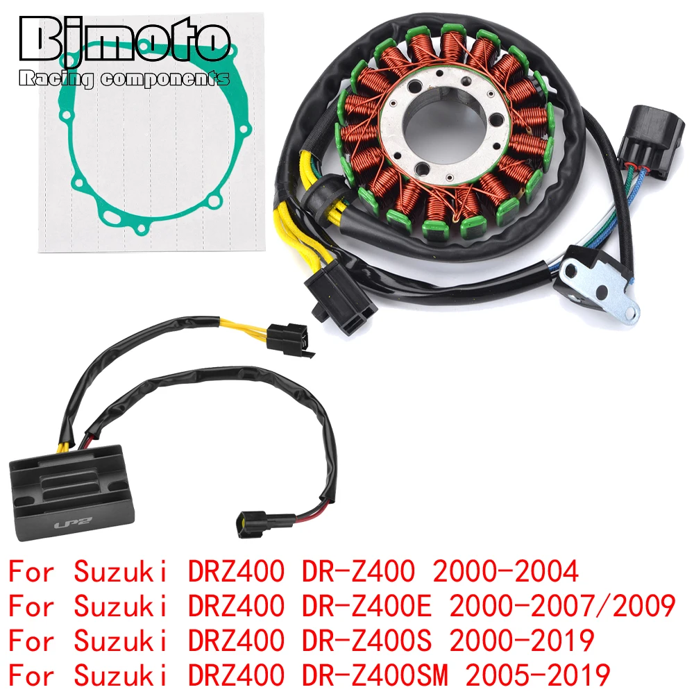 DRZ400 DRZ 400 2019 2018 Engine Stator Coil+Voltage Regulator rectifier For Suzuki DRZ400 DR-Z400 E S M 2000-2019 With Gasket