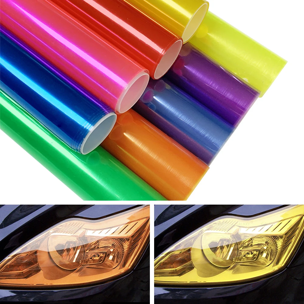 30*200cm Gloss Light Wrap Headlight Film Sheet 13 Colors Car Light Headlight Taillight Tint Vinyl Protective Film for Headlights