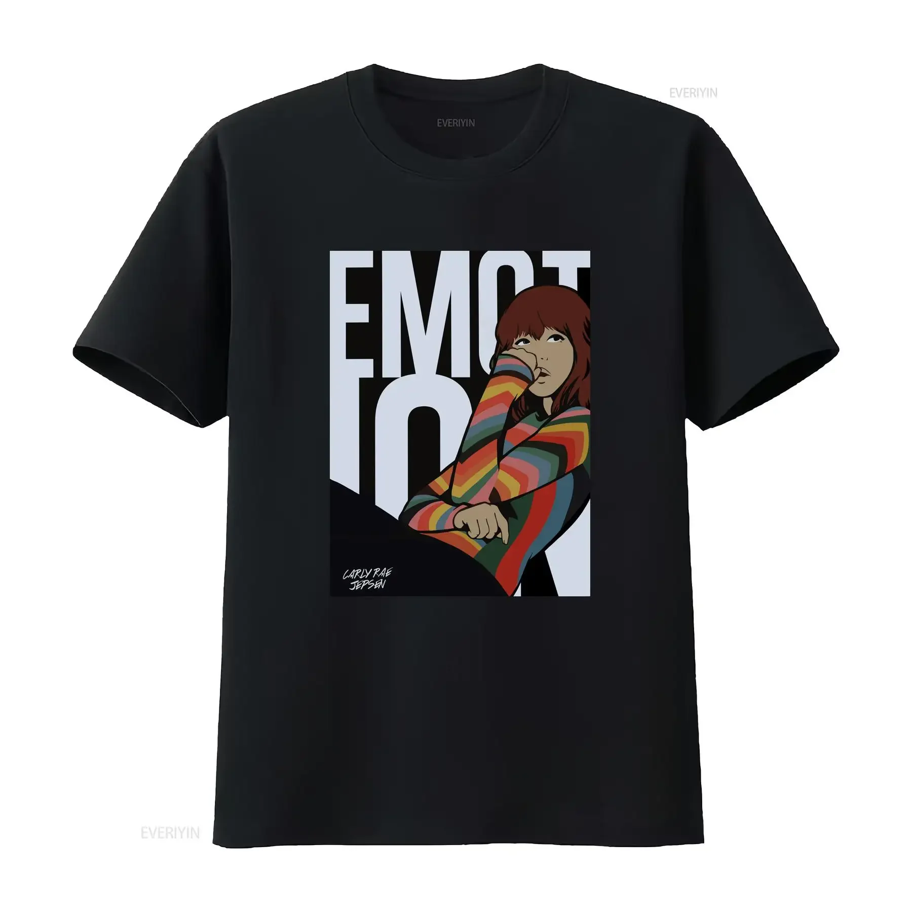 

Emotion Album Carly Rae Jepsen Black T Shirt Cotton vintage Washed Top For Everyday Wear Unisex Stylish designer clothes Soft