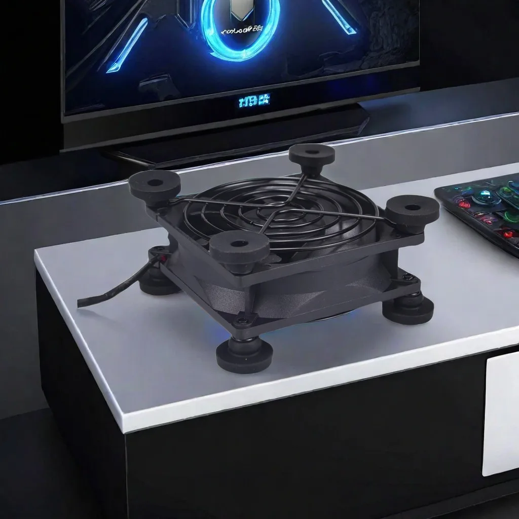 SXD8025USB F DC 5V USB-A Cooling Fan Overall 3.64x3.64x1.81in with Dual Wire Guards and Foot Pads