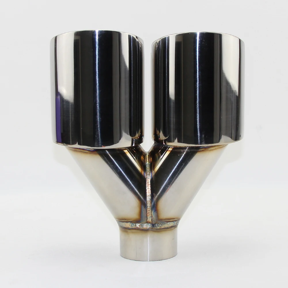 Accessories stainless steel black and bright face without marked Y-type double outlet straight edge exhaust pipe tailpipe