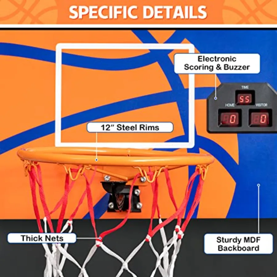 Indoor basketball arcade game for teens and adults: ABS plastic, black/red, LED scoreboard with single shootout mode, 3 basketb - view 2