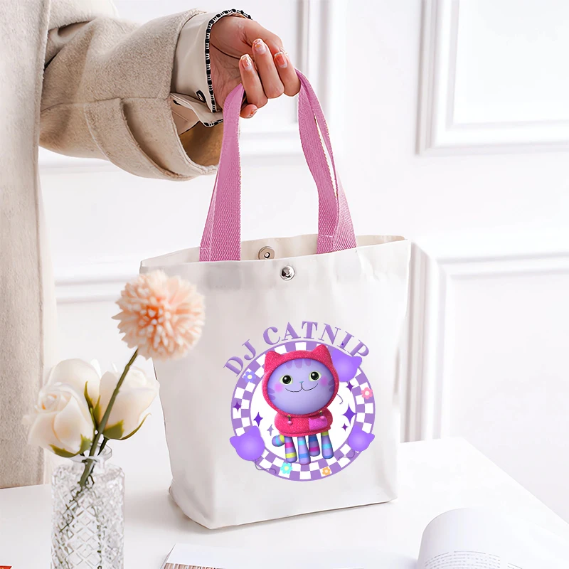 غابي دمية حمل الحقائب للمرأة أنيمي القطط حقائب اليد موضة التسوق السفر مكتب المحمولة حقيبة قماش كيس مزموم هدية عيد ميلاد #4