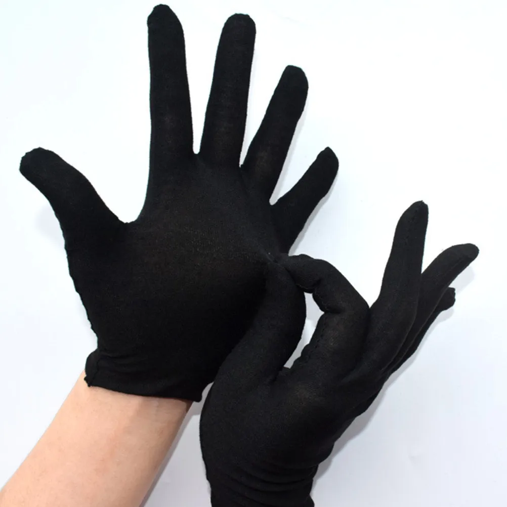 

12Pairs Black Cotton Safety Gloves Comfortable Lightweight Wear Resistant Non Slip Hand Protection Gloves for Men Women Outdoor