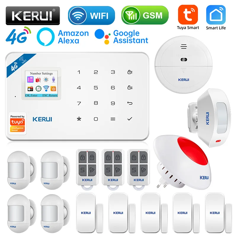 kerui w184 4g wifi sistema de alarme kit controle sem fio tuya seguranca casa gsm painel alarme casa inteligente dispositivos janela porta sensor 01