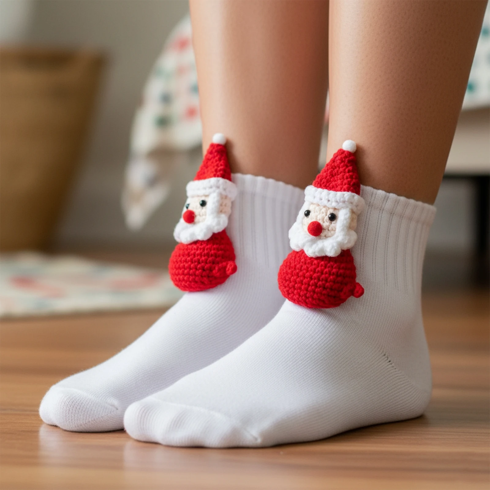 Calcetines navideños de Papá Noel/muñeco de nieve/animales para niños y niñas, decoración de ganchillo 3D, calcetines suaves y acogedores para pantorrilla