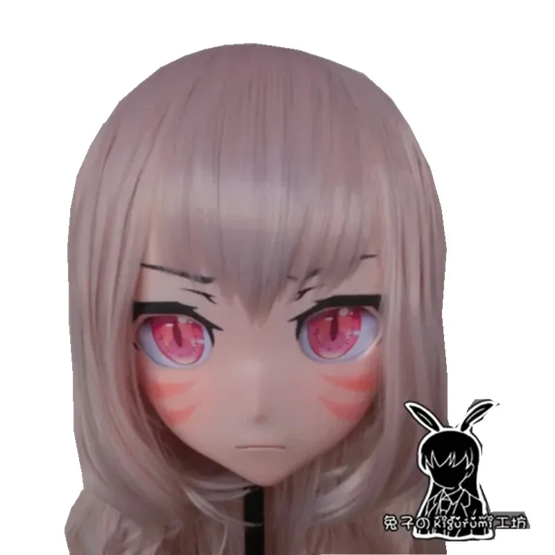 (Coniglio 63) Crossdressing Girl BJD Doll Mask Final Fantasy XIV Cartoon Japan Anime Silicone realistico FF14 Miqote Cosplay