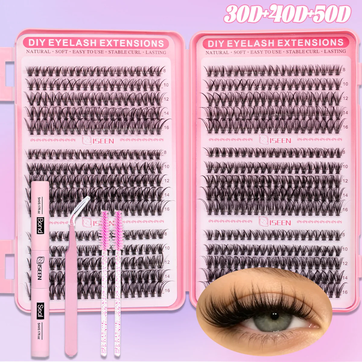 DIY Wimpernbüschel Wispy Lashes D-Curl 8-16mm Wimpernverlängerungen Wimpernbüschel-Set DIY für Zuhause Make-up – Detail 6