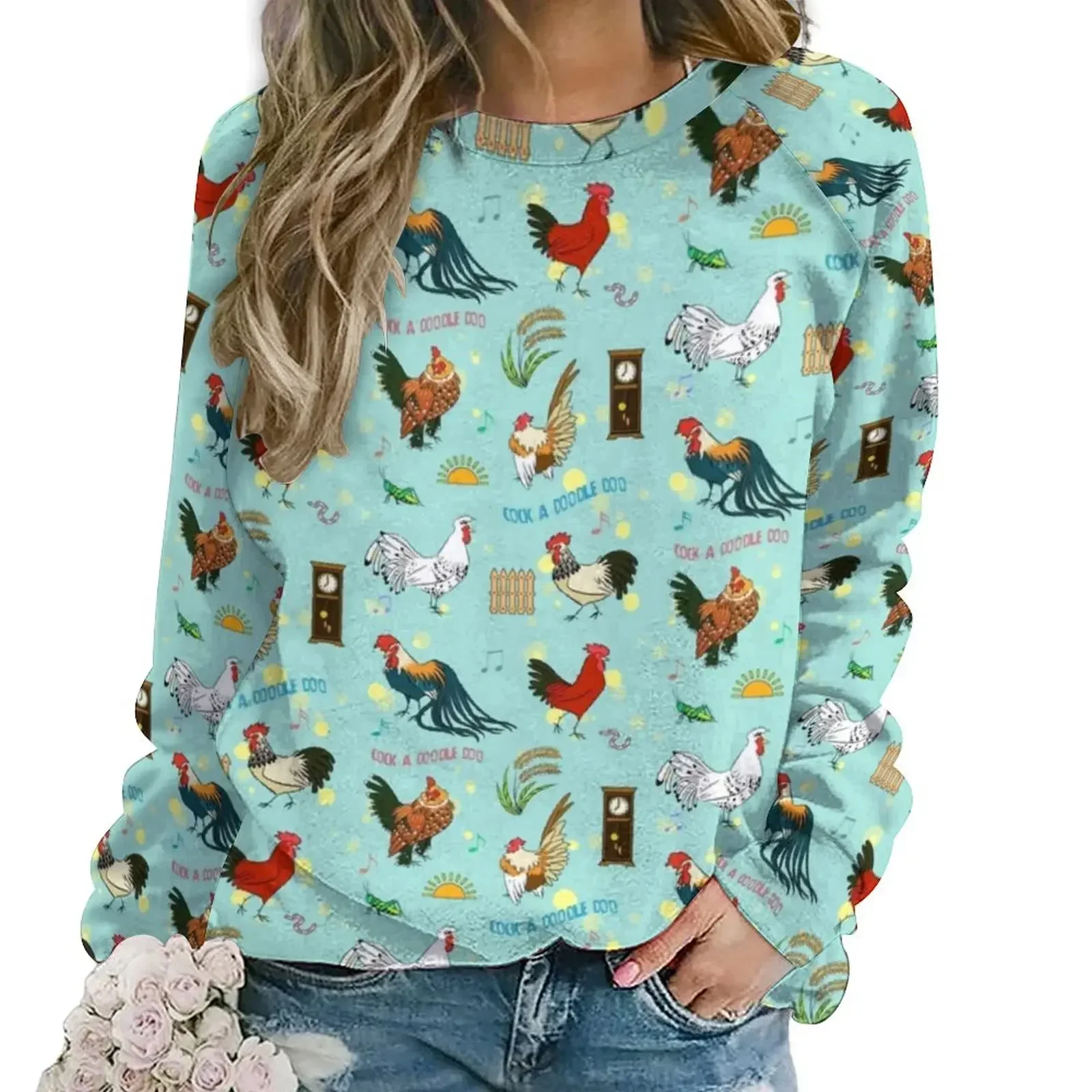 

Pretty Cartoon Chicken Hoodies Women Cute Roosters Street Style Casual Hoodie Spring Long Sleeve Kawaii Graphic Clothing