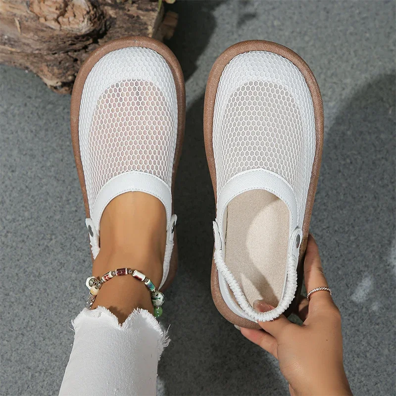 Breathable Mesh Women Sandals Platform Flats Shoes Summer Sport Walking Sneakers 2024 Casual Slippers New Trend Mujer Slides